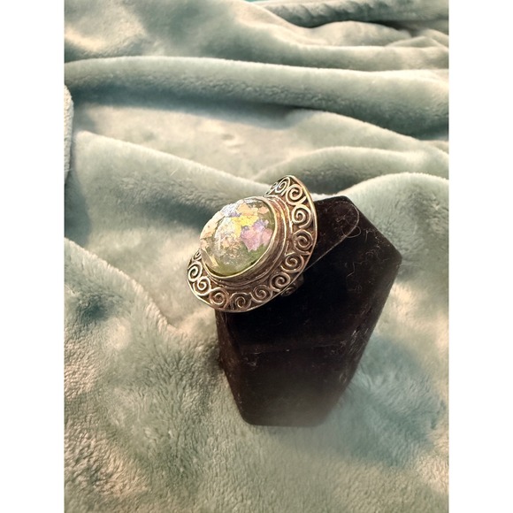 Or Paz Sterling Silver Israel Roman Glass Ring 7.5 - Picture 3 of 8